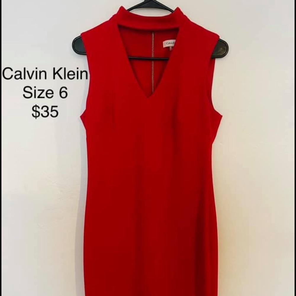 Bright red Calvin Klein dress with cut out!